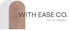 Logo for 'WITH EASE CO.' by Vic Jagger with abstract arches on a white background.